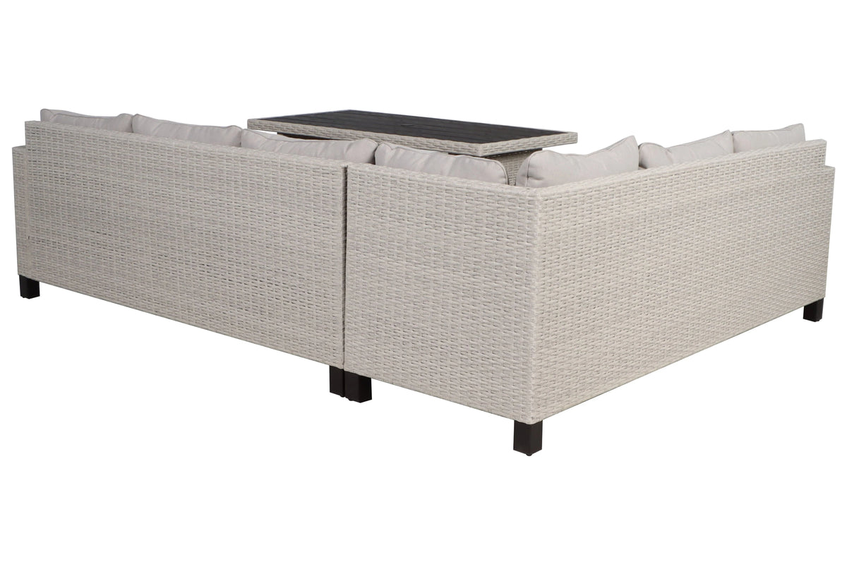 5-Piece Beige Wicker Sectional Dining Set S671
