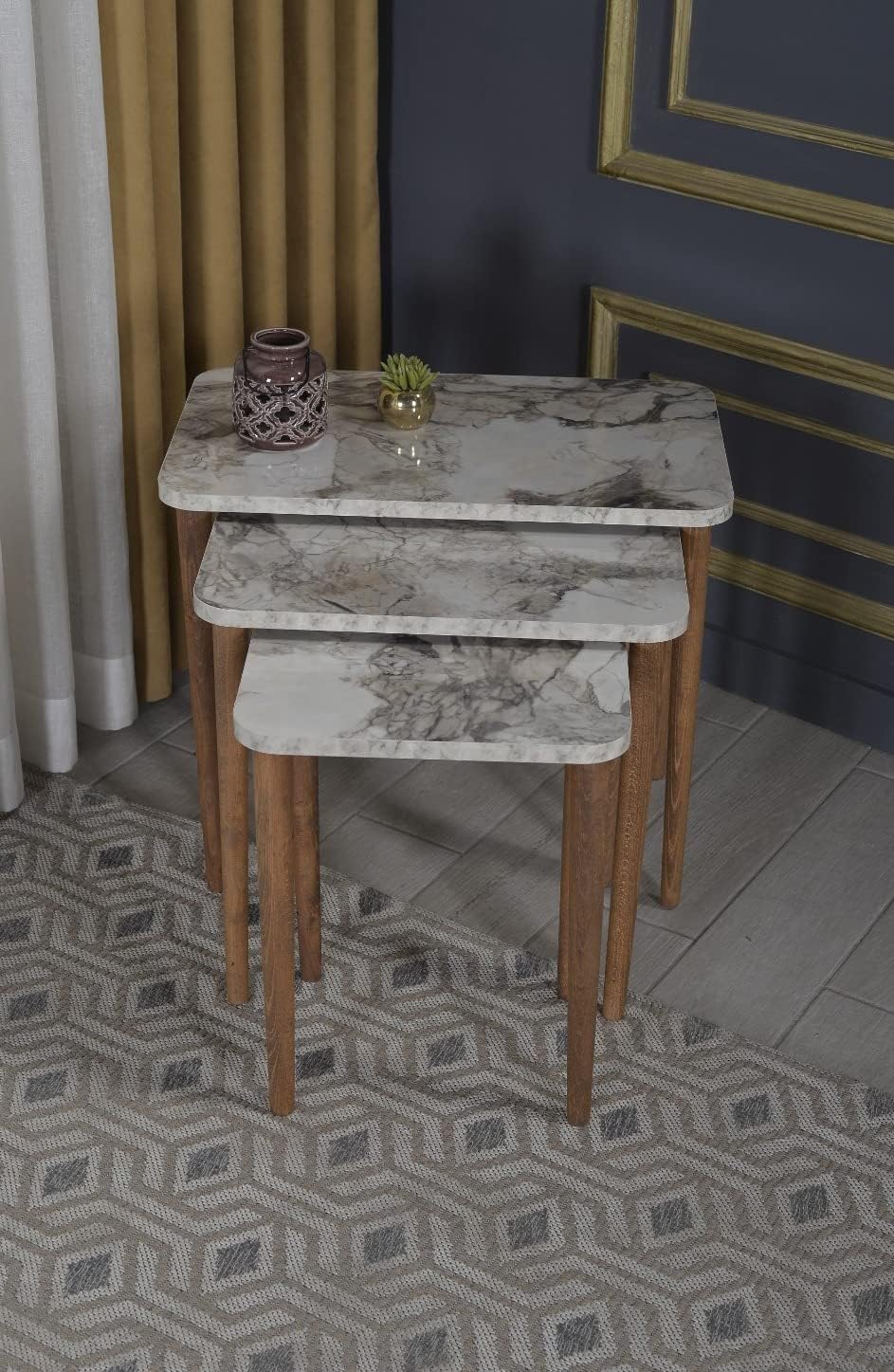 Set of 3 High Gloss Nesting End Tables Y643