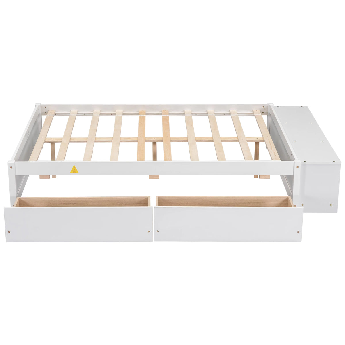 White Full Size Platform Bed with Storage Shelves and Drawer Z247