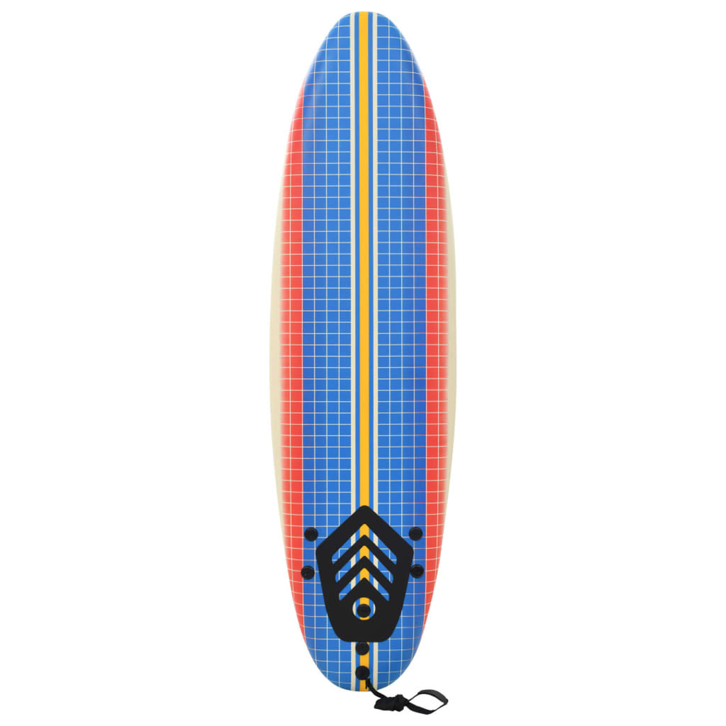 Surfboard with Leash and Plastic Fins 66.9 x 18.4 x 3.1 Inches J7118