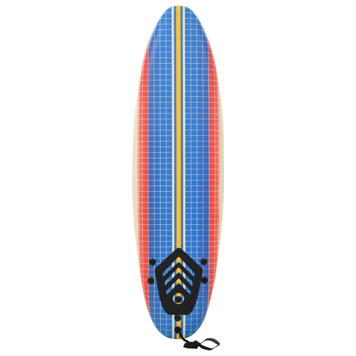 Surfboard with Leash and Plastic Fins 66.9 x 18.4 x 3.1 Inches J7118