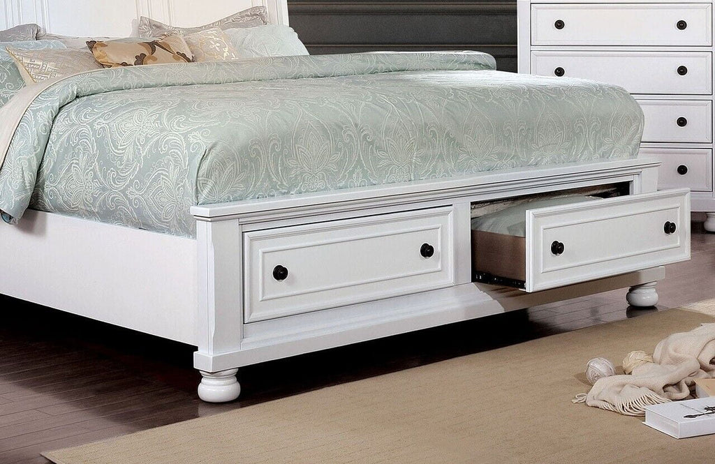 California King Size White Storage Bed L6835