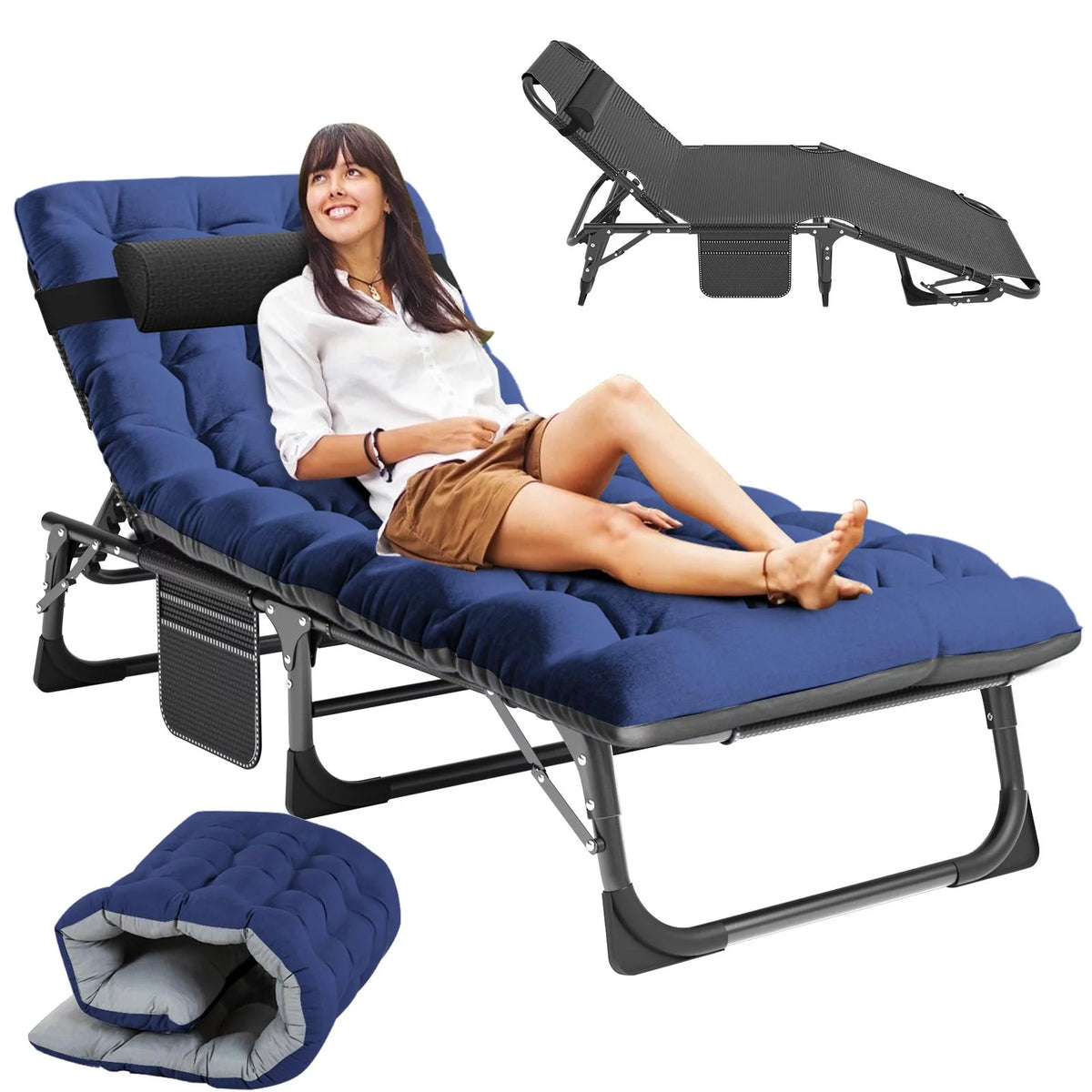 Portable Folding Lounge Chair with Pillow F4294