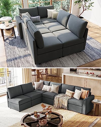 Dark Grey Modular Sectional Sofa with Storage Y513