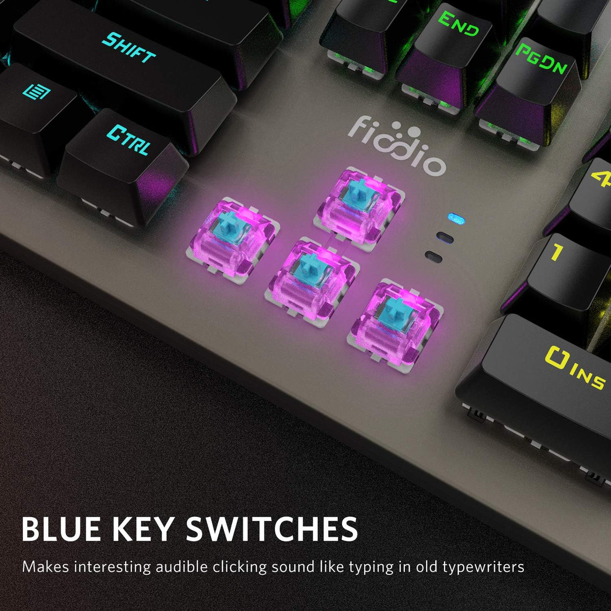 Wired RGB Rainbow Backlit Mechanical Keyboard with Blue Switches T195