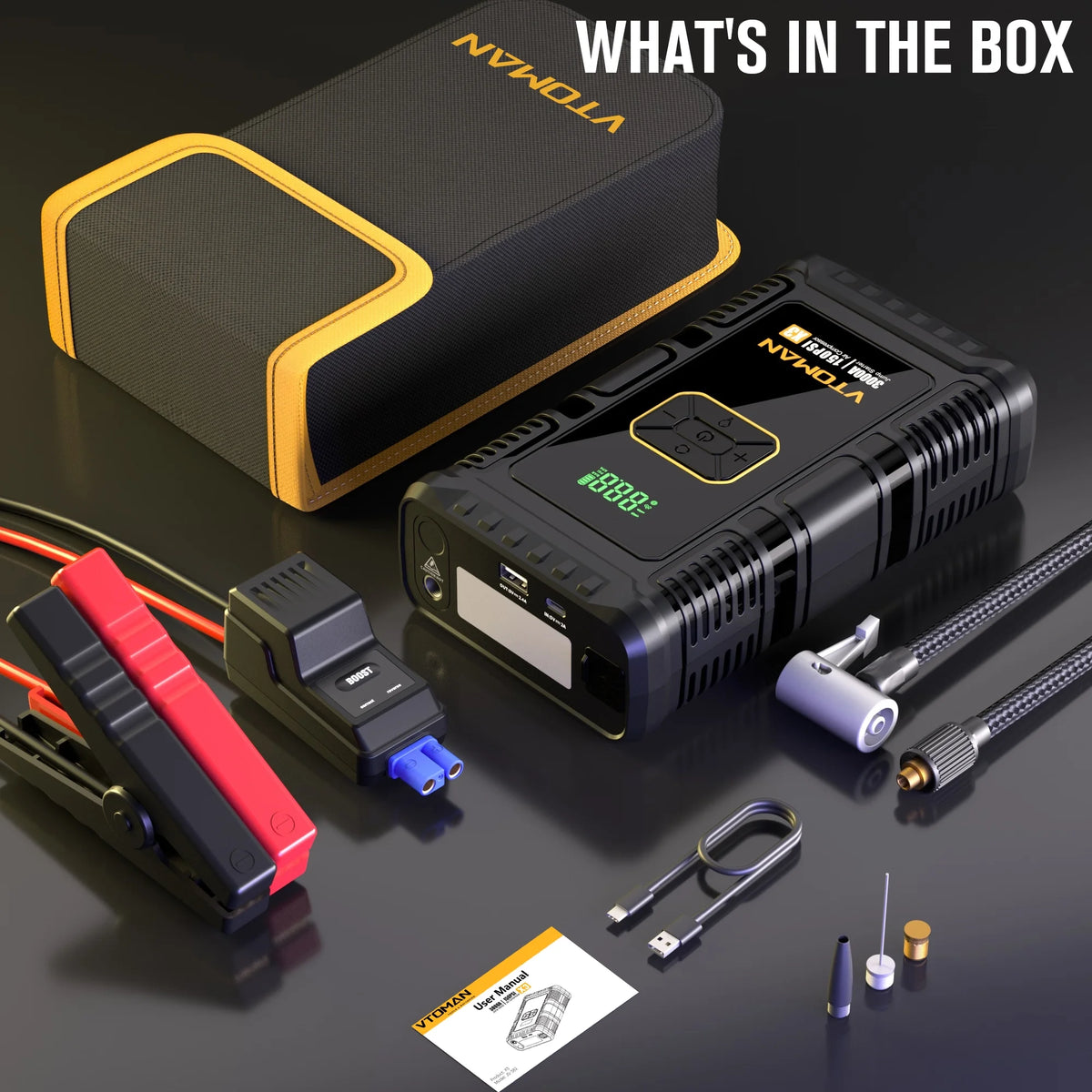 Portable Car Jump Starter with Air Compressor and 150PSI Tire Inflator M148779
