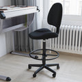 Black Fabric Drafting Chair with Footring L739682