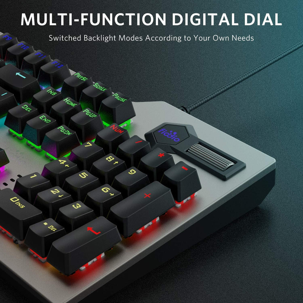 Wired RGB Rainbow Backlit Mechanical Keyboard with Blue Switches T195