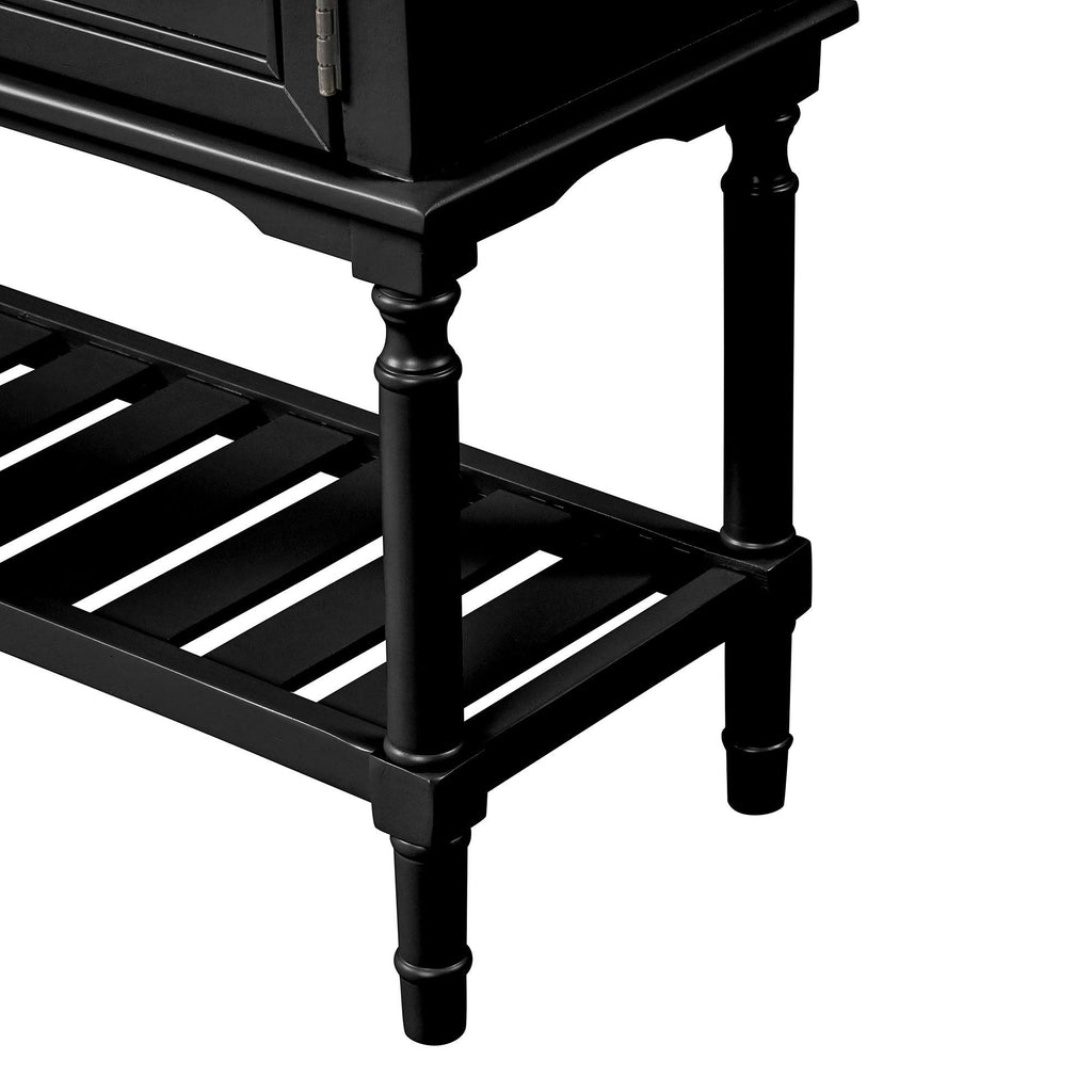 Black Light Green Pine Console Table with 2 Drawer and Cabinet and Shelf C363
