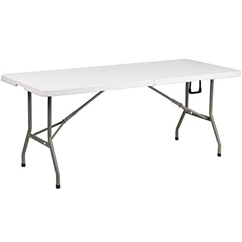 6' White Rectangular Plastic Folding Table J790