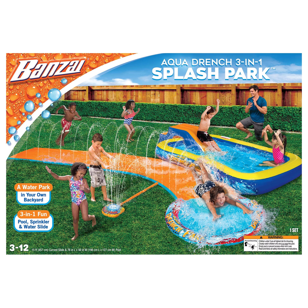 3-in-1 Splash Park with Pool, Sprinkler & Waterslide W653