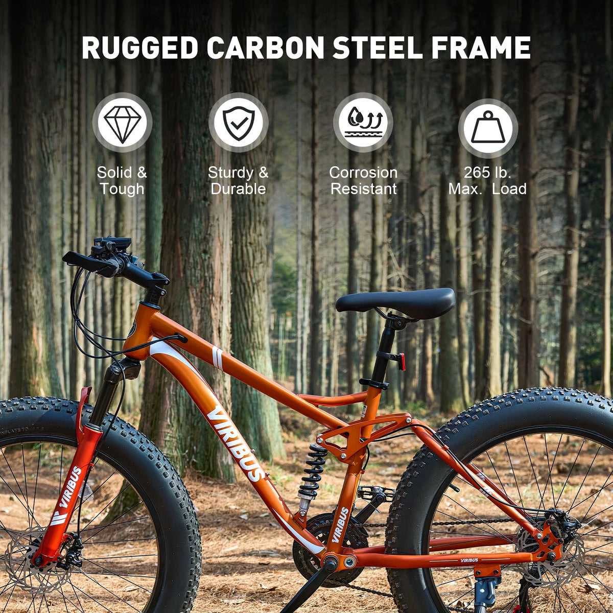 26 Mountain Bike 21 Speed Full Suspension Fat Tire Orange O170176