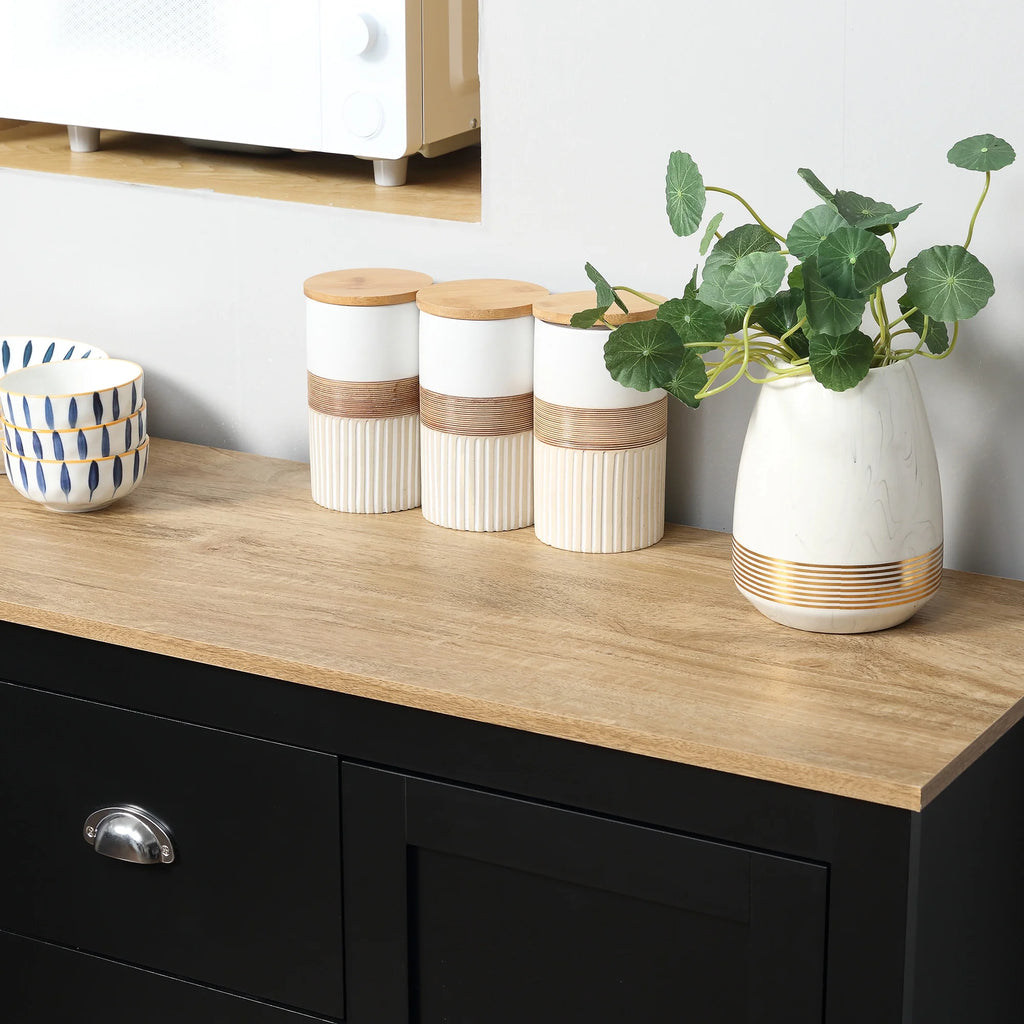 Black Kitchen Sideboard with 3 Drawers P385579