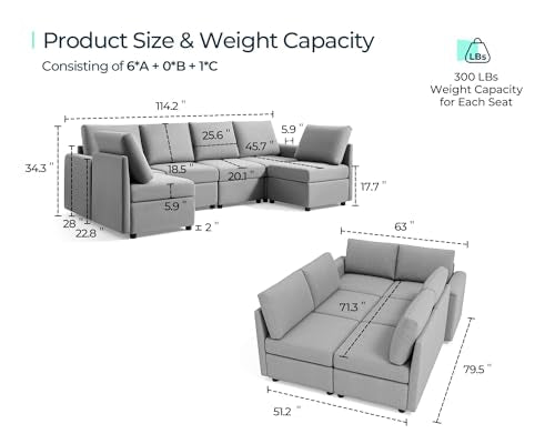 Dark Grey Modular Sectional Sofa with Storage Y513