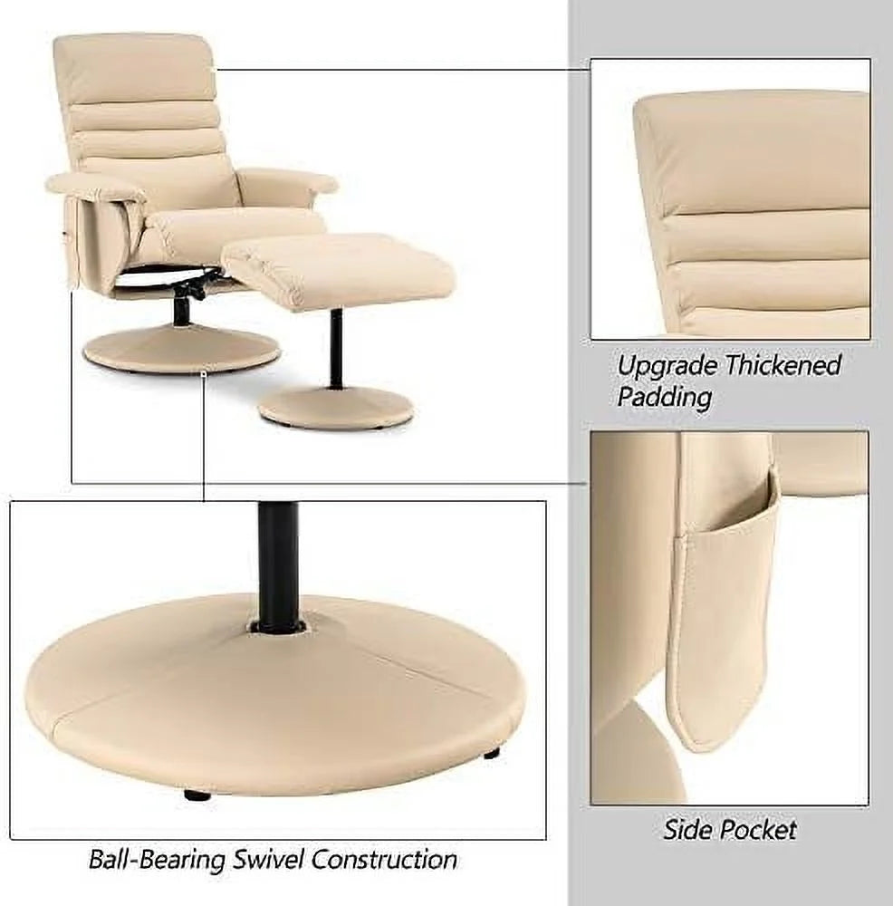 Dark Brown Faux Leather Recliner with Ottoman E452