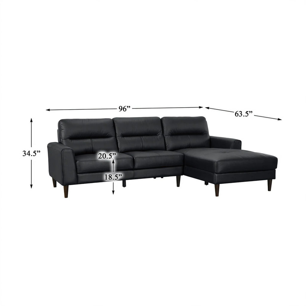 Black 2-Piece Leather Match Sectional with Right Chaise O9487