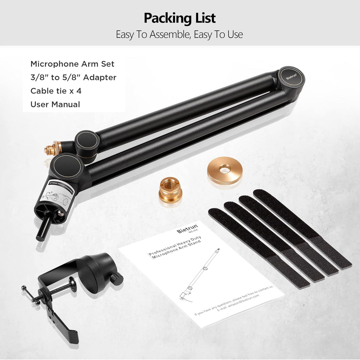 Mic Boom Arm with 3/8 to 5/8 Adapter, Heavy Duty Metal Desk Mount Stand, Pack of 2 R4799