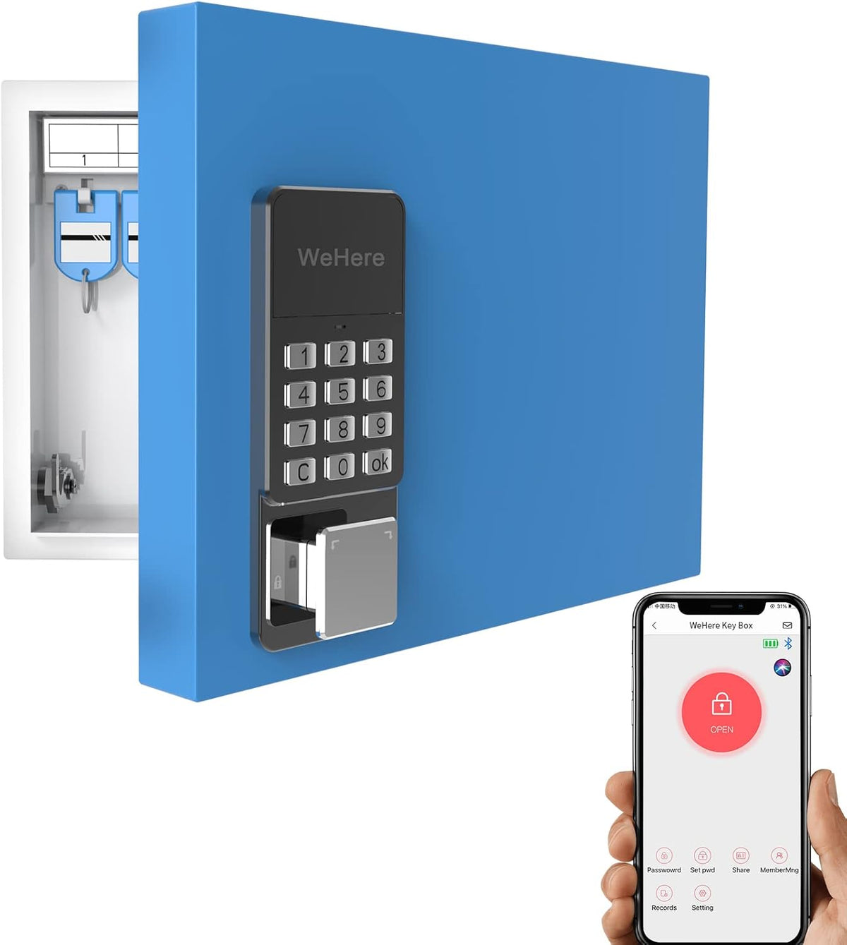 Key Lock Box 16 Keys Metal Wall Mount Digital Combination Lock Box Pack of 2 T799