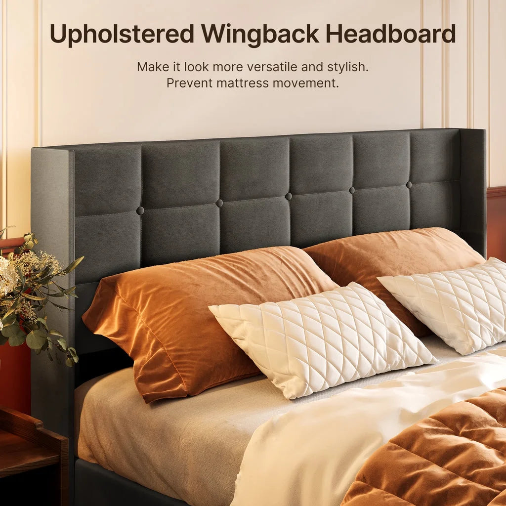 Queen Size Lift Up Storage Bed with Wingback Headboard M920