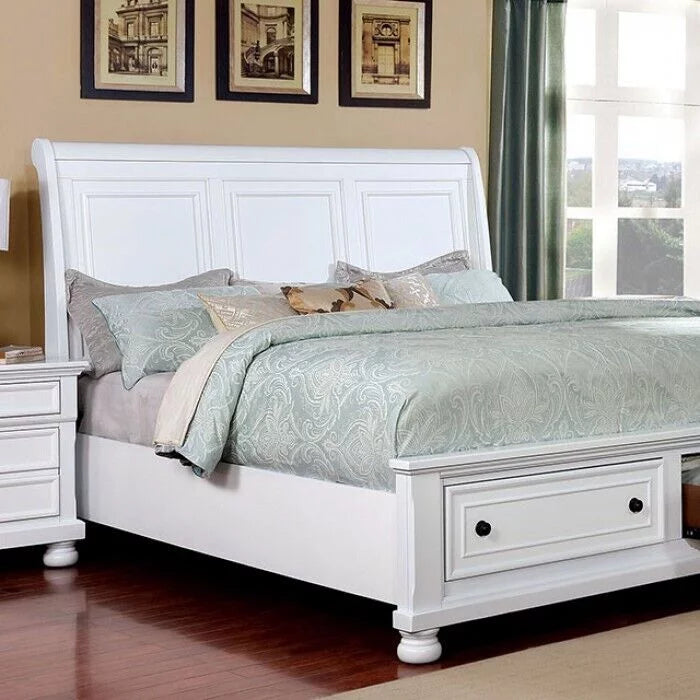 California King Size White Storage Bed L6835
