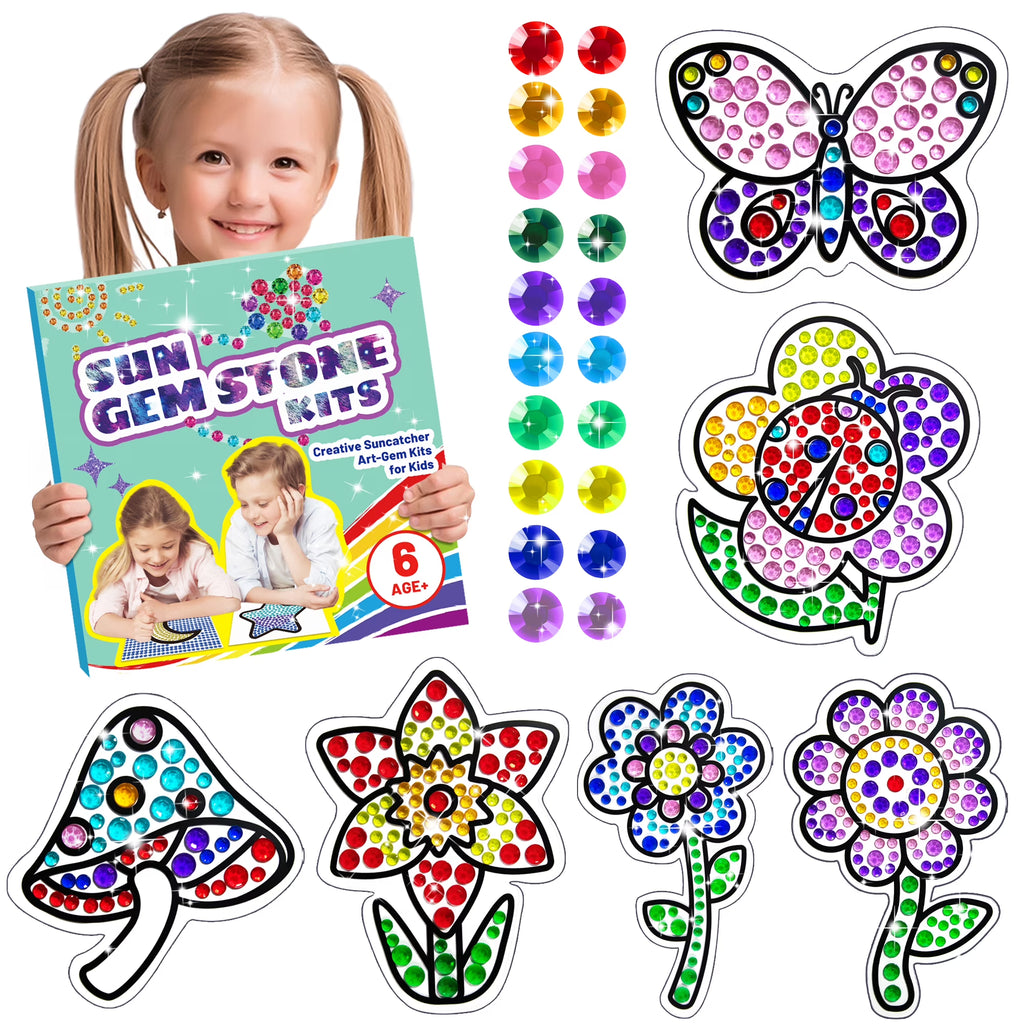 6 Sheets Gem Art Diamond Painting Kits for Kids E842
