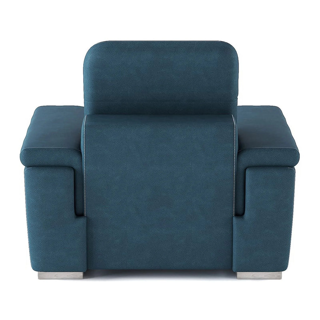 Blue Microfiber Accent Chair with Pull Out Ottoman V2833