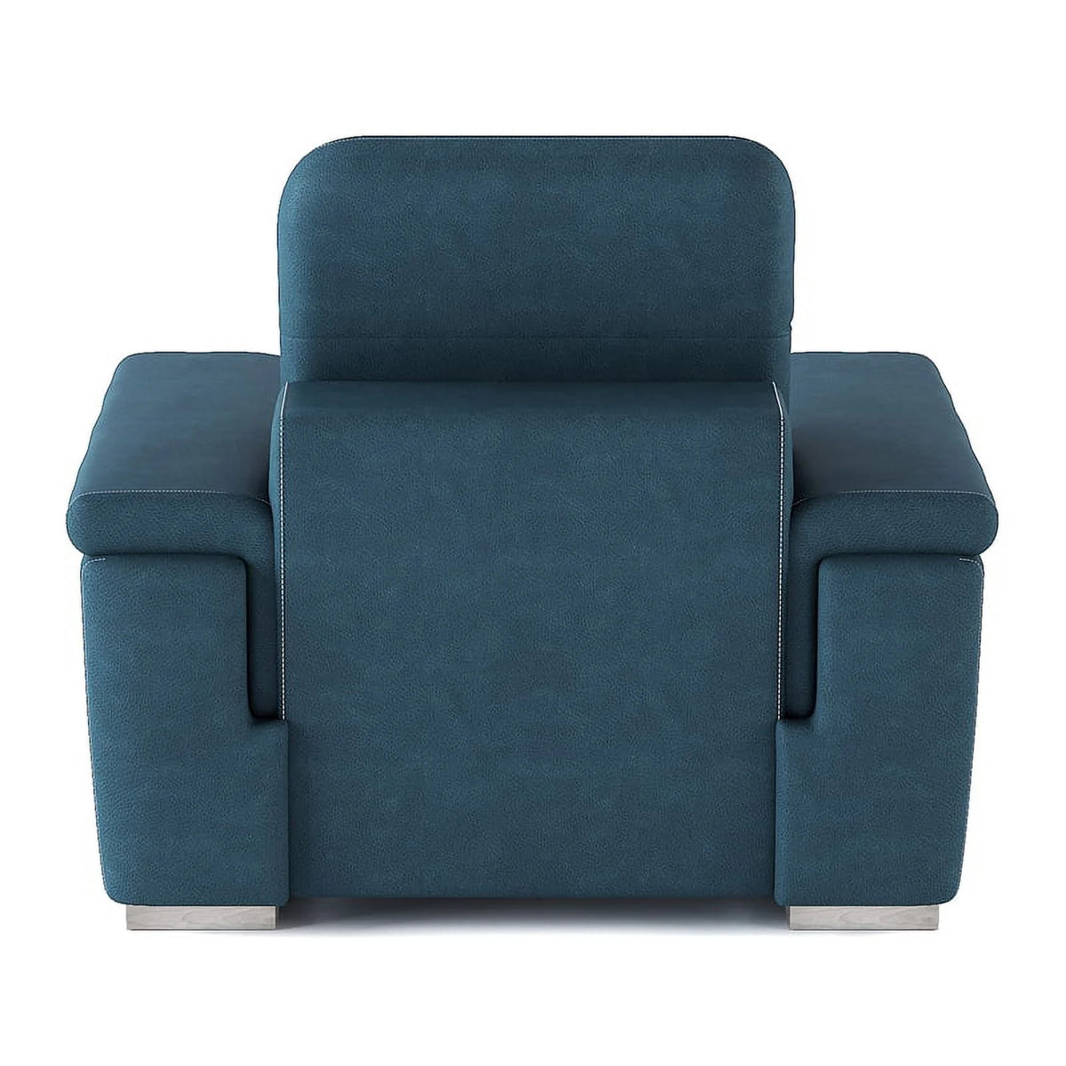 Blue Microfiber Accent Chair with Pull Out Ottoman V2833