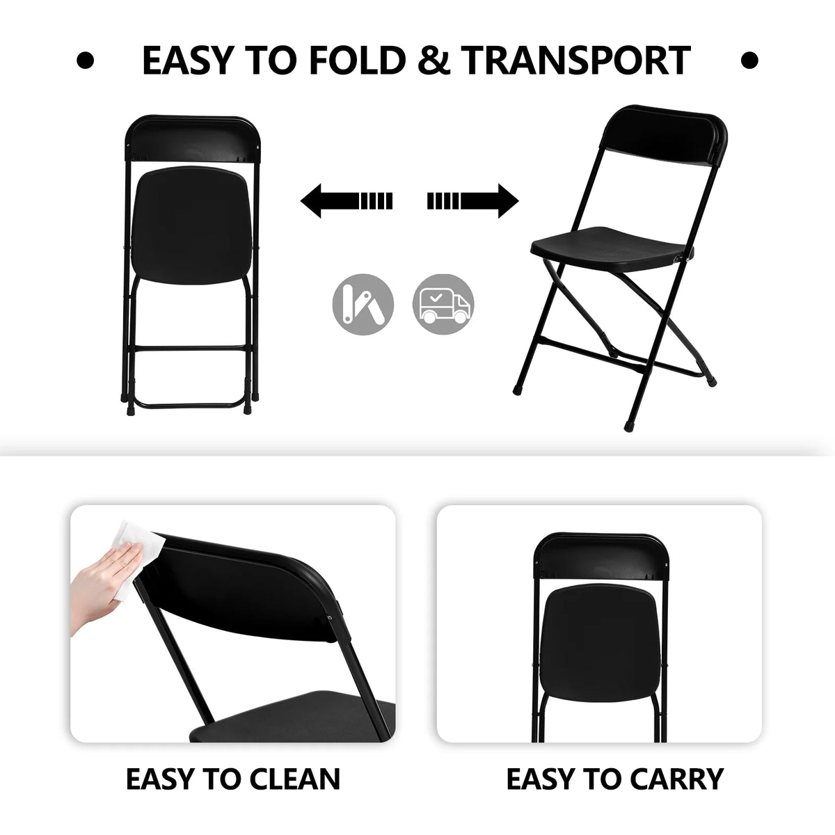 6 Pack White Plastic Folding Chairs 350lb Capacity Stackable R603249
