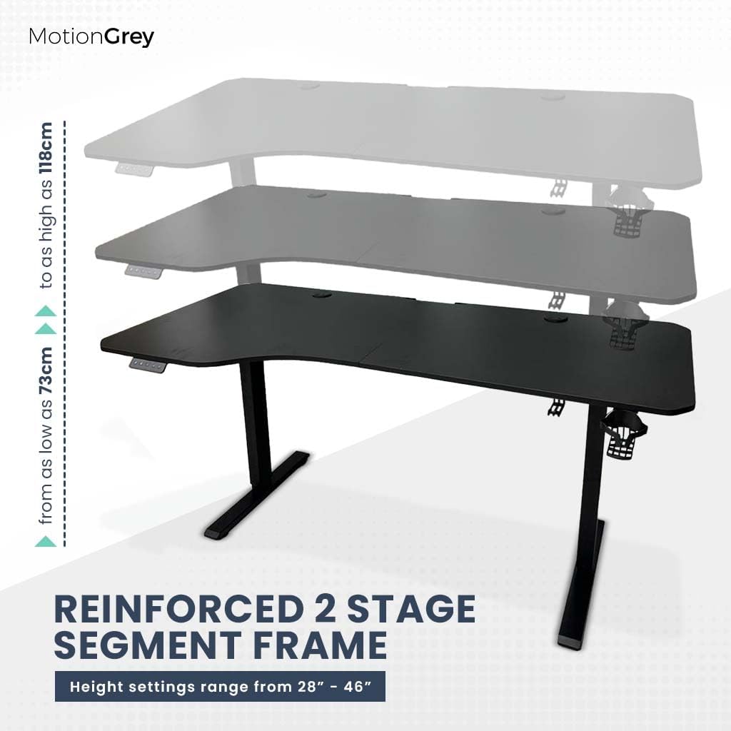 Adjustable L Shaped Electric Standing Desk with Black Frame V929