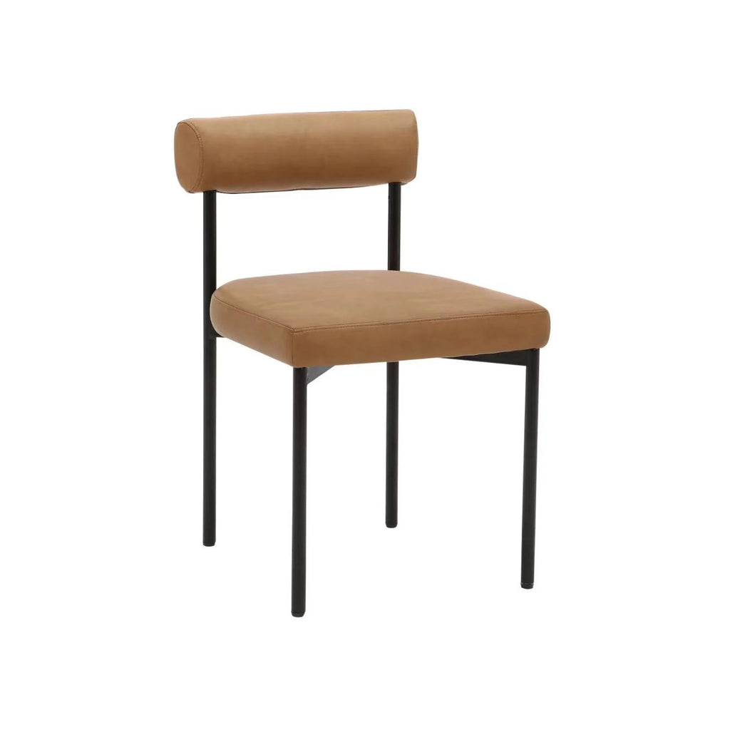 Brown Vegan Leather Dining Chair with Metal Legs A624