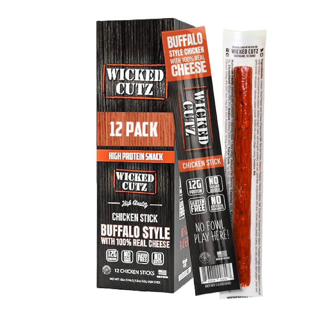 Buffalo Chicken Jerky Sticks 1.5 oz 12-Pack O17039