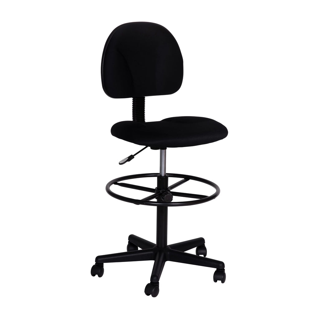 Black Fabric Drafting Chair with Footring L739682