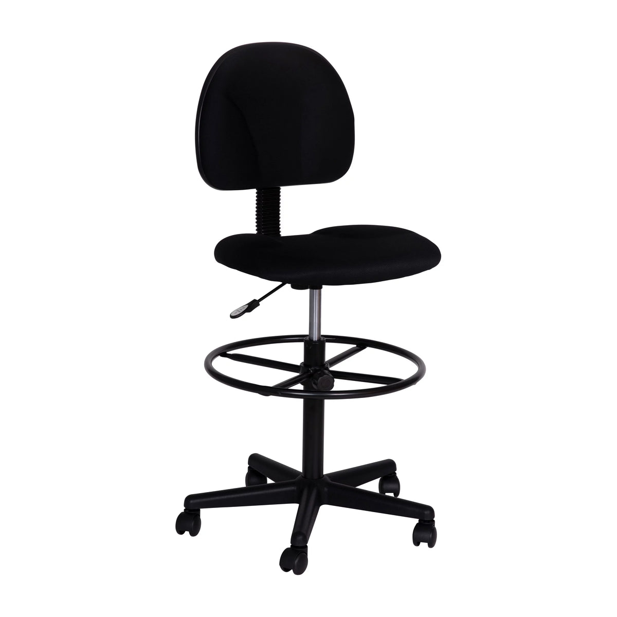 Black Fabric Drafting Chair with Footring L739682