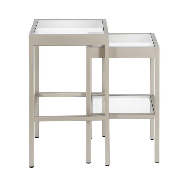 Modern Satin Nickel and Gray Nested Side Tables O245010