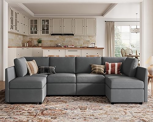 Dark Grey Modular Sectional Sofa with Storage Y513