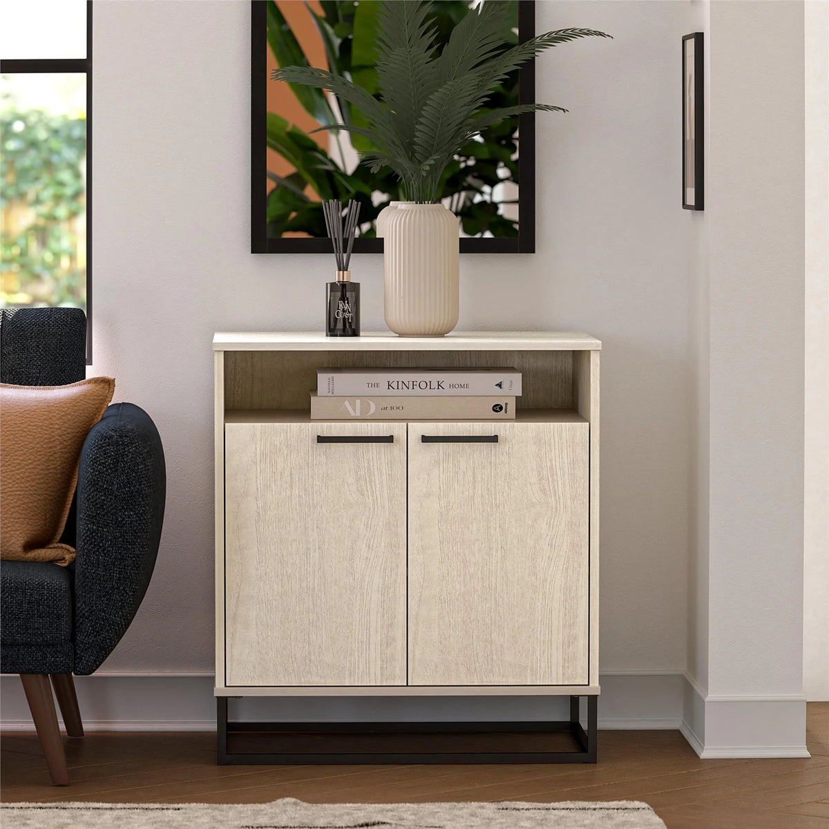 Ivory Oak 2 Door Accent Cabinet Q83418