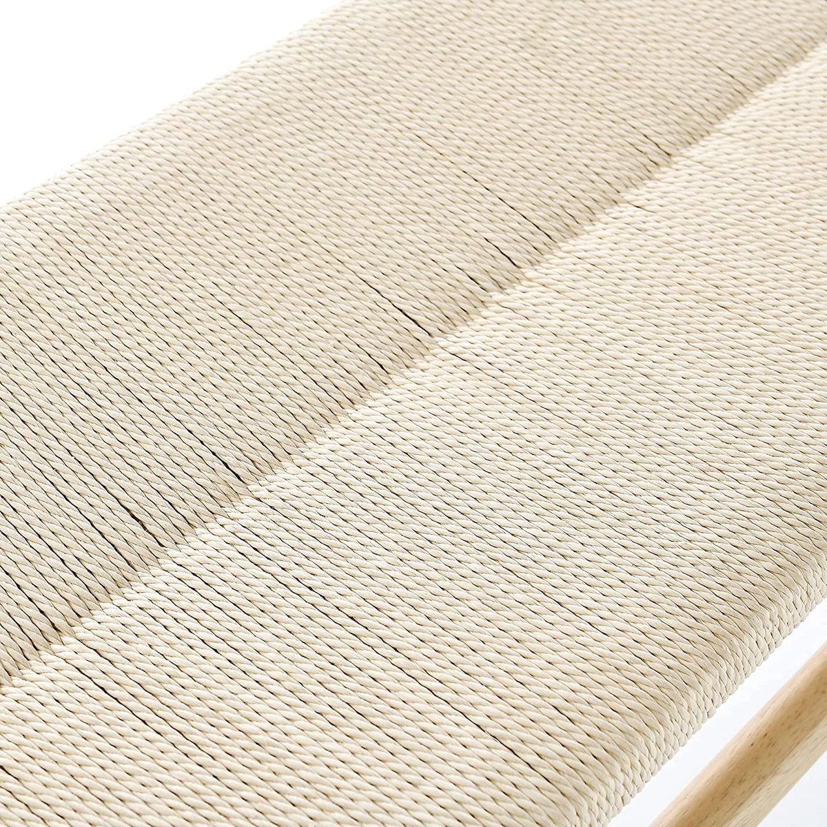Wood Entryway Bench with Weave Rope Top R120703