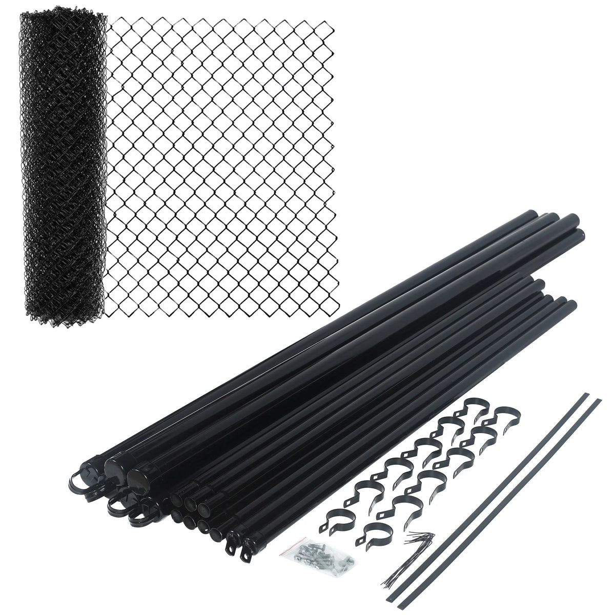 Black PVC Coated Steel Chain Link Fence X242417