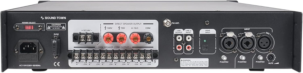 360W 6-Zone 70V/100V Commercial Power Amplifier with Bluetooth T1321