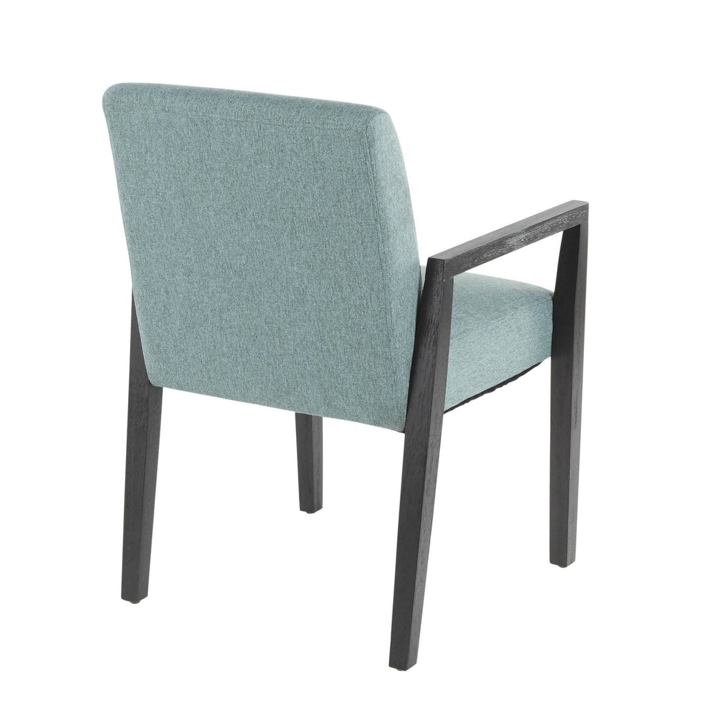 Teal Fabric and Black Wood Arm Chair Set of 2 I720084