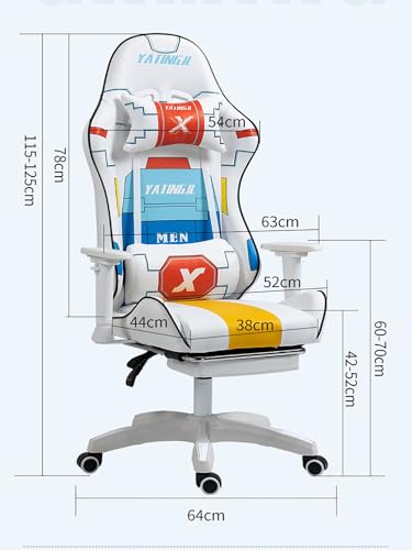 White Leather Swivel Gaming Chair with Footrest X36802