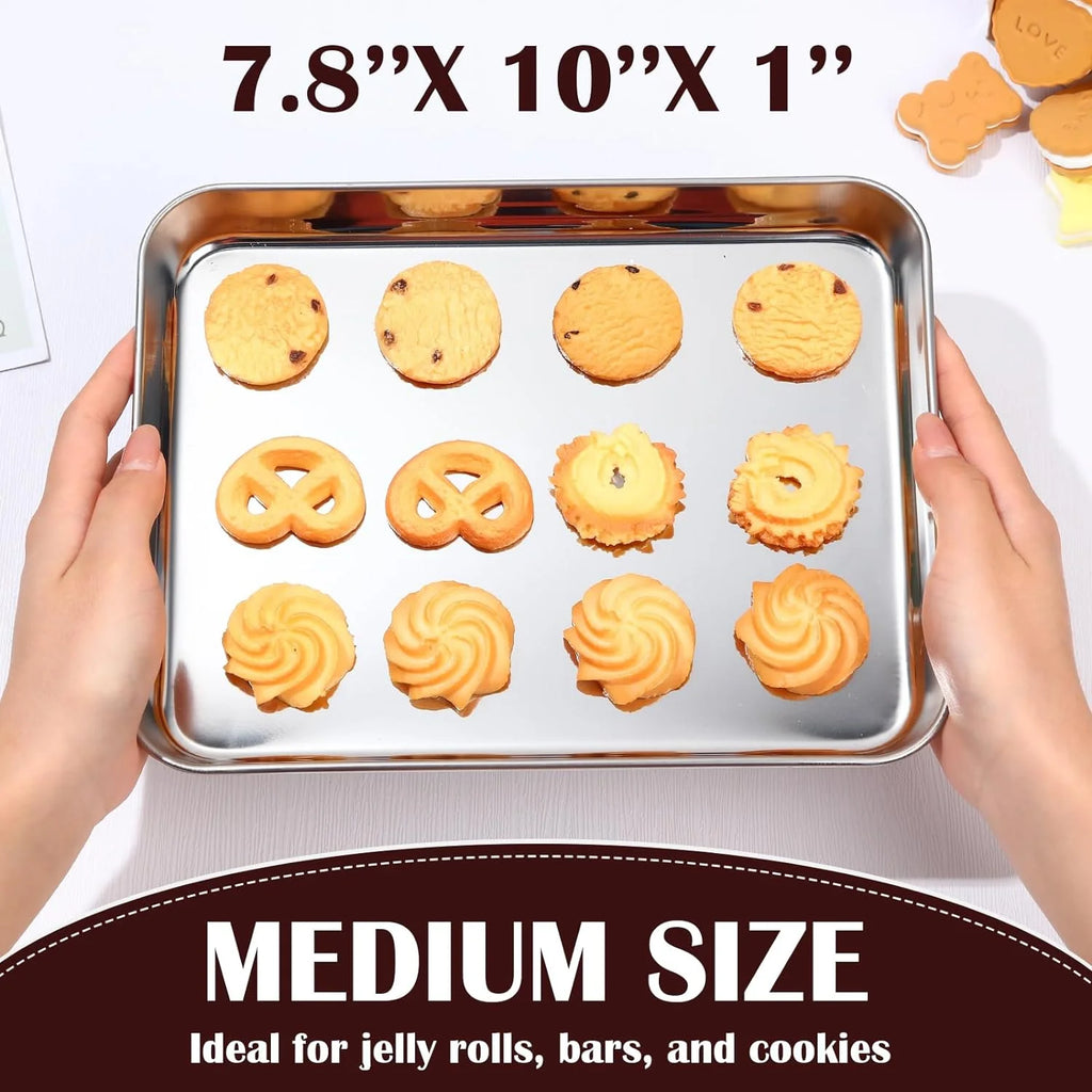 Set of 24 Stainless Steel Baking Sheet Pans 8 x 10 Inch U92628
