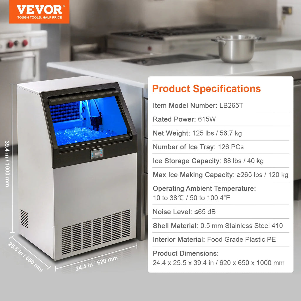 265lbs/24H Freestanding Ice Maker Cabinet Machine M7877