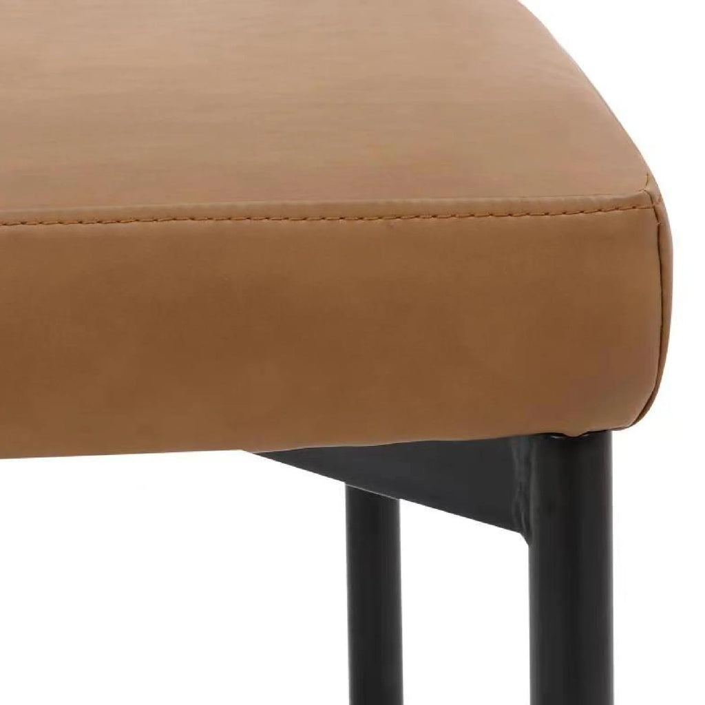 Brown Vegan Leather Dining Chair with Metal Legs A624