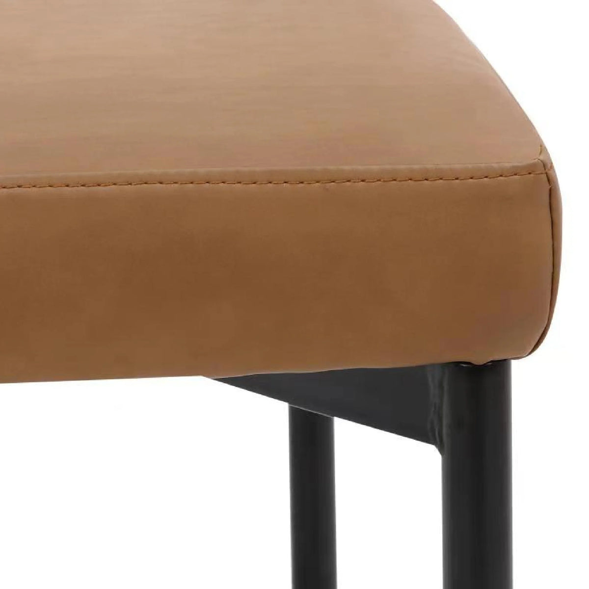 Brown Vegan Leather Dining Chair with Metal Legs A624