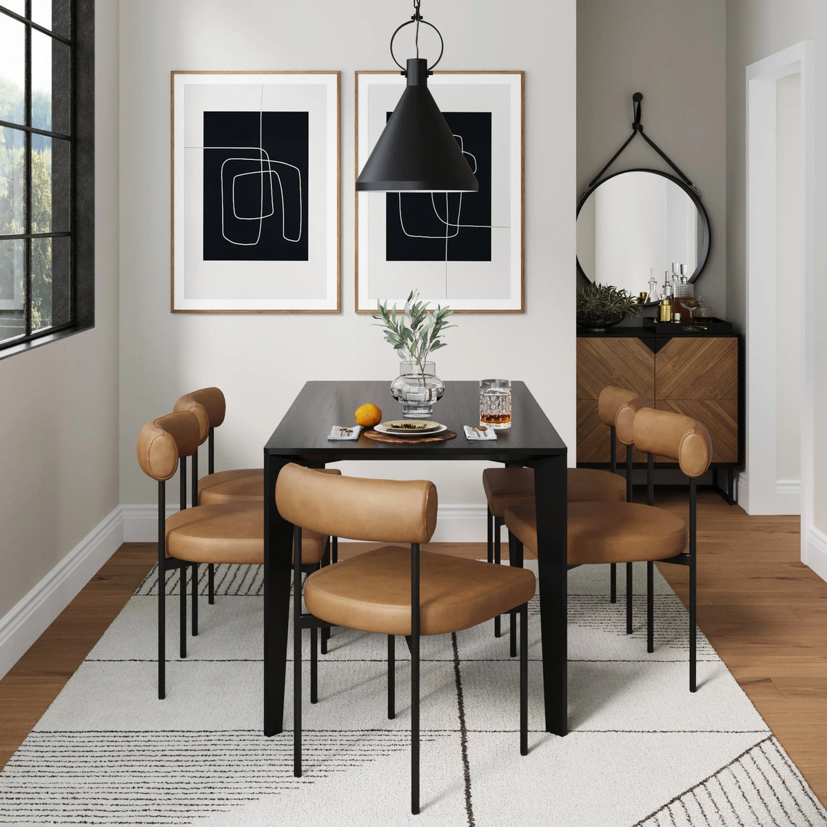 Brown Vegan Leather Dining Chair with Metal Legs A624