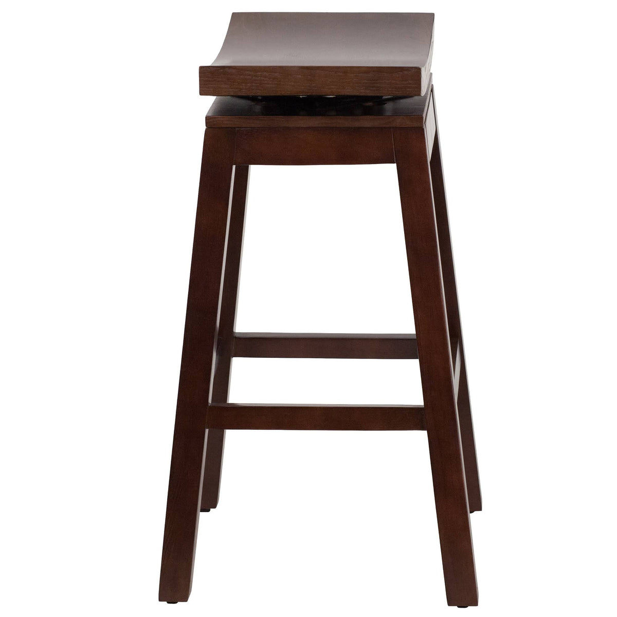Cappuccino Brown Rustic Barstool with Curved Saddle Seat K3238
