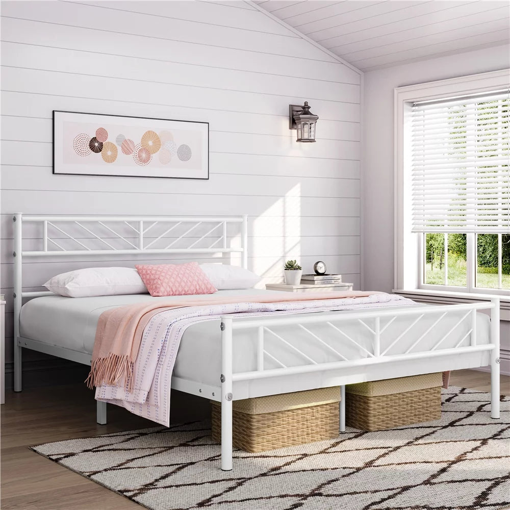 Queen Size Black Metal Platform Bed Y17499