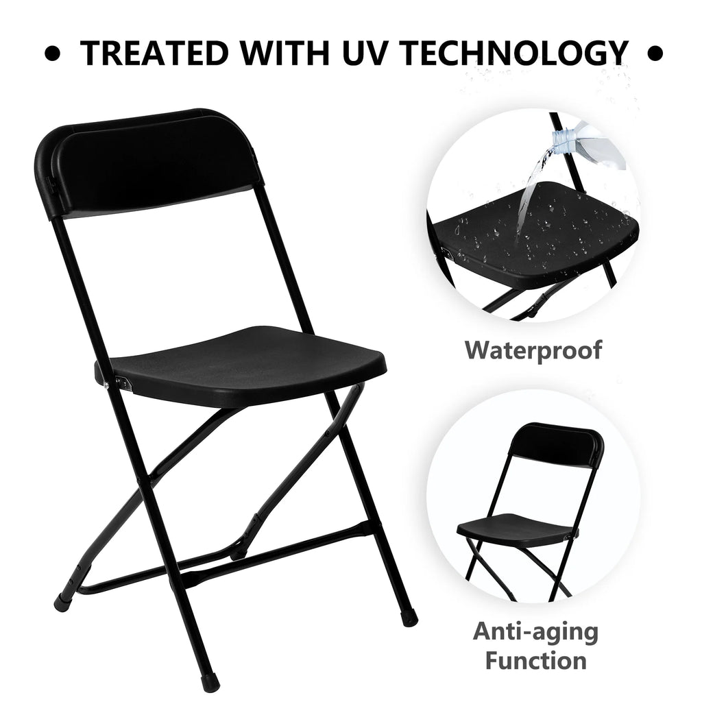 6 Pack White Plastic Folding Chairs 350lb Capacity Stackable R603249