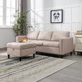 Beige L-Shape Convertible Sectional Sofa with Storage Ottoman X646463